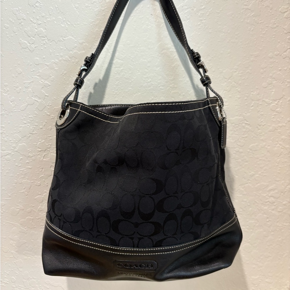 Coach Signature Canvas and Leather Shoulder Bag